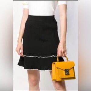 Michael Kors Black Mini Skirt with Ruffle Trim